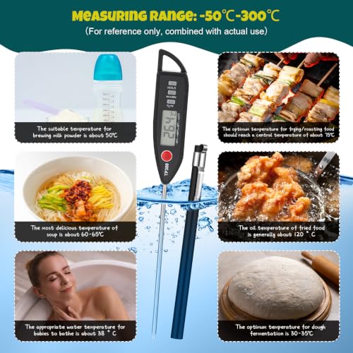 Copkim 6 Set Digital Food Thermometer Long Probe Instant,Black - color: Black