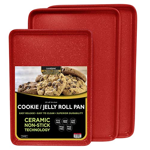 casaWare 3pc Ultimate Cookie Sheet Set (Red Granite) - color: Red Granite
