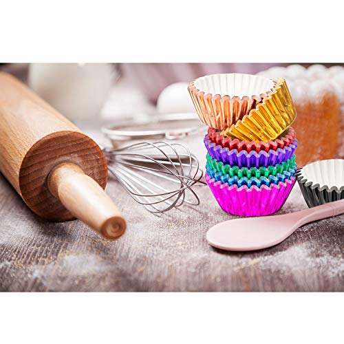 Sumind 400 Pcs Mini Foil Cupcake Liners Holiday Baking Cups,10 Colors - color: 10 Colors