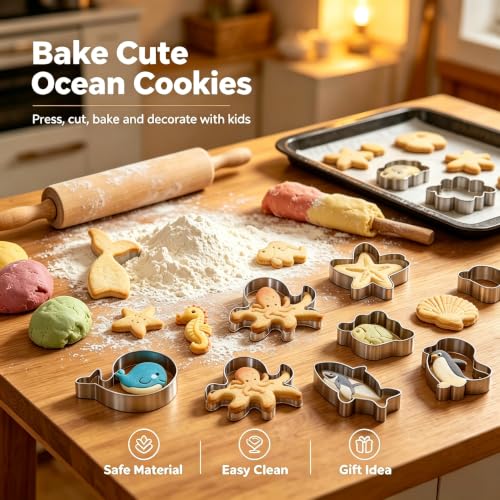 Ocean Animals Cookie Cutter Set, Under the Sea Cookie Cutter Set - color: Marine