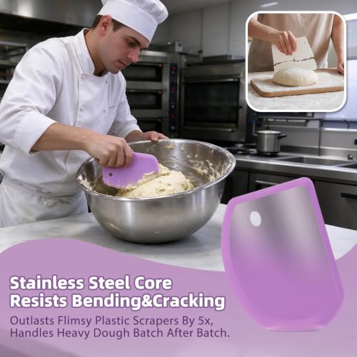 Sapid Silicone Bowl Scraper Flexible Curved Edge Dough Scraper Baking Bread - color: Purple