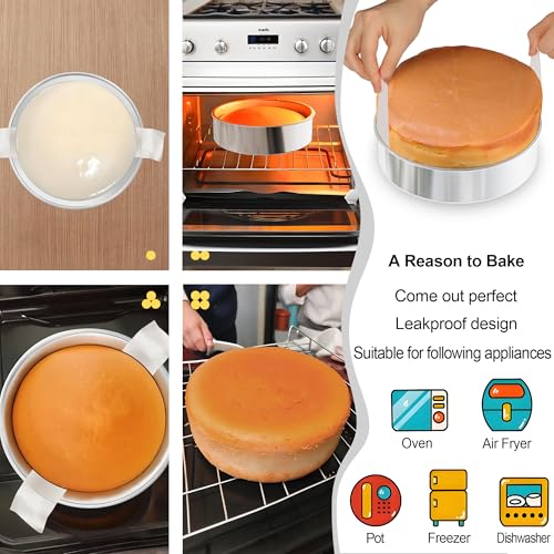 7 Inch Round Cake Pans, 3PCS Stainless Steel Cake Pan &100 Parchment Paper - size: 7 inch set of 3
