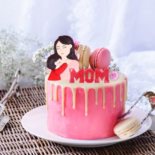 6Pcs Mother's Day Fondant Mold Mom Word Silicon Mold Best Mom Chocolate Mold Rose Tulip Flower Heart Shape Molds Mother Candy Silicone Mould Baking Supplies for Cupcake Desserts Decor