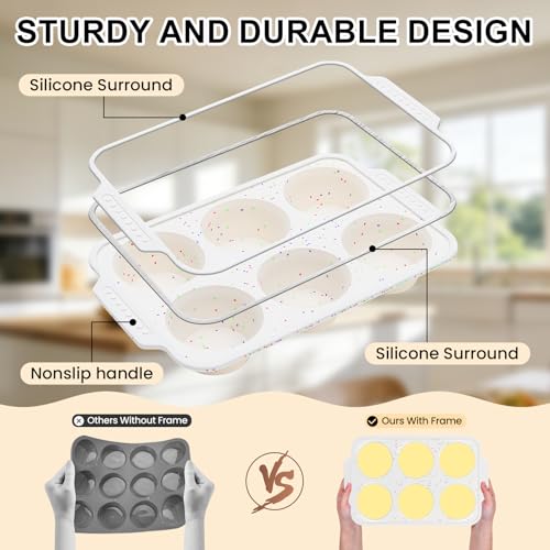 Vinino Silicone Jumbo Muffin Pan with Reinforced Frame for Oven, BPA-Free - size: Jumbo: 6-Cup x 2 Pcs
