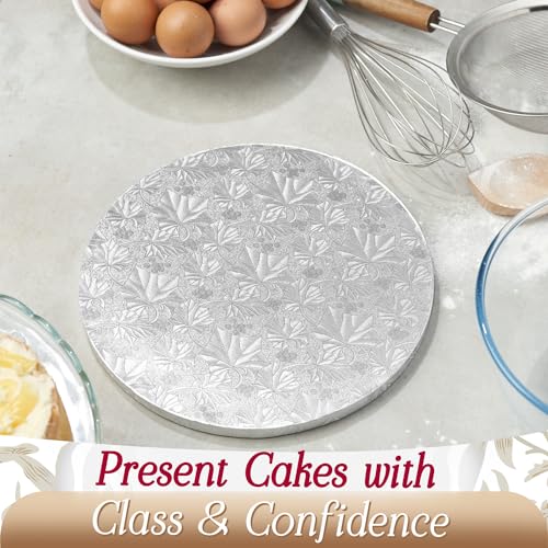 Cakebon Cake Boards 12" Silver Round Cake Drums 1/2" Thick Smooth Edge 1Pk - color: Silver, size: 12 Inch