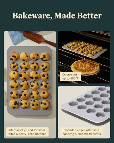 Caraway 24-Cup Non-Stick Ceramic-Coated Mini Muffin Pan - color: Sage, size: 24 Cup Muffin Pan (1x)