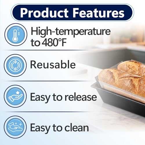 8Pcs 9x5 Inch Silicone Bread Loaf pan Liners, Anti-adhesive and Heat-resistant Silicone Loaf Pan Liner for Baking Sourdough, Cookies and Meats, Easy to Clean