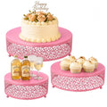 3Pcs Metal Food Risers, Buffet Table Display Stand - color: Pink, size: 3P-Round(8IN to 12 IN)