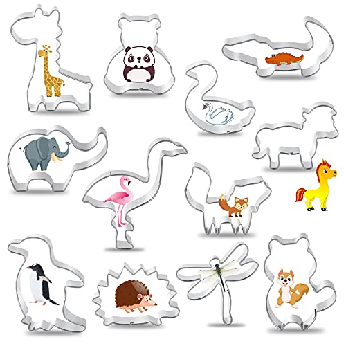 Animal Cookie Cutter Set for Kids, Cookie Cutter Set of 12 Piece - color: Animal