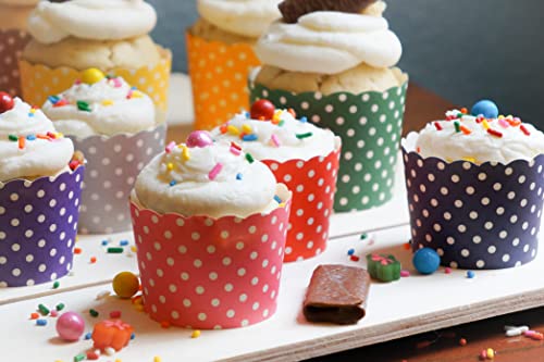 Paper Baking Cups (Polka Dots), Greaseproof Disposable Cupcake Liners (Green, Large Cups (50-Pack)) - color: Green