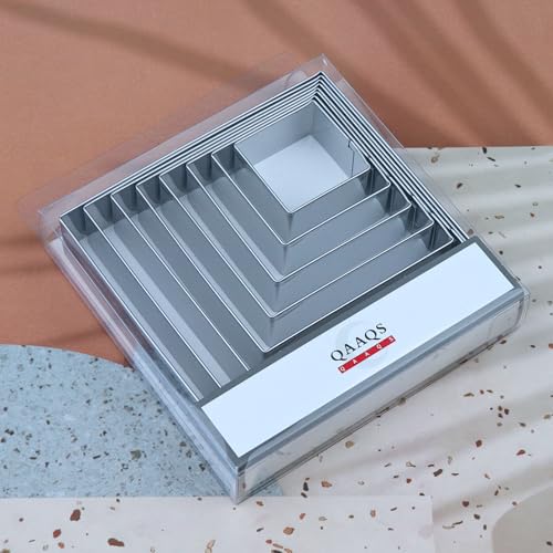 Square Cookie Cutter Set 8-Piece 1.5" to 5" by QAAQS - color: Square