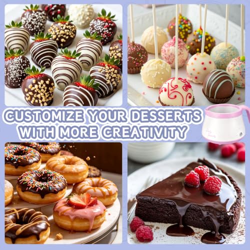 Party Desserts Candy and Chocolate Melting Pot with 2 Pots, Mini Electric Fondue Pot, Melts Candy Chocolate in a Couple of Minutes, Ideal for Cake Pops Cookies Cakes, 2.5 Cups, Pink - color: Chocolate Melting Pot (Pink)