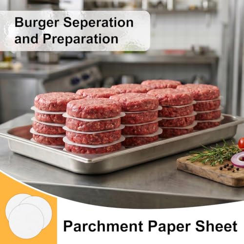 EcoDispose 1000 Pcs 5 Inch White Non-Stick Round Hamburger Patty Paper - color: White, size: 5" Round