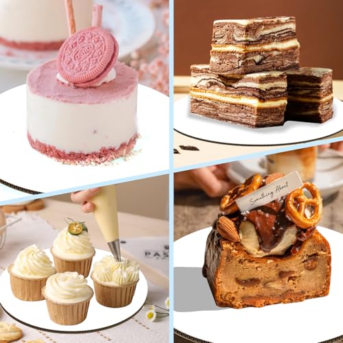 JCD 40 Pcs Cake Trays, White Cake Boards 6 inch Round for Cake DIY, Food-Graded Cardboard Cake Rounds Cake Base, Waxed Greaseproof Finish Cake Boards, Dessert and Crafts Display(White, 6inch/40Pcs) - color: White, size: 6inch/40Pcs