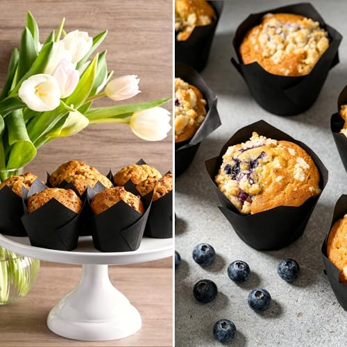 Ruisita 150 Pcs Black Mini Cupcake Liners Muffin Liners Baking Cups - color: Black
