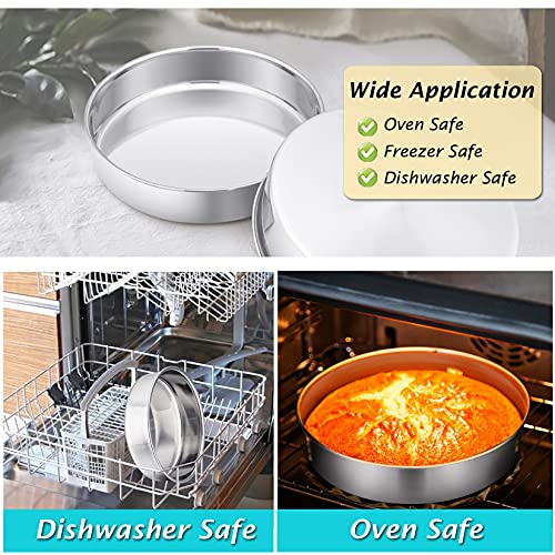 P&P CHEF 9.5 Inch Cake Pan Set, Round Baking Cake Pans, Silver & 2 Pcs - color: Silver, size: 9.5 Inch