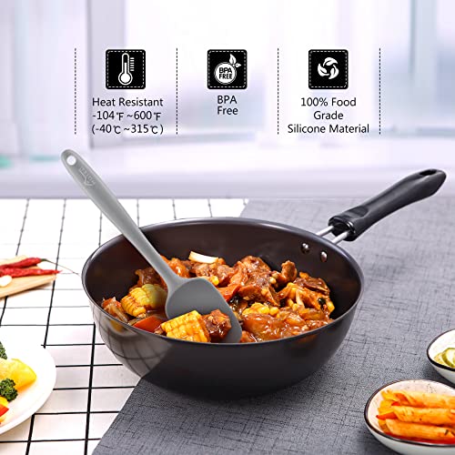 HOTEC BPA-Free Silicone Rubber Spatula Set, Grey, Set of 5 - color: Gray