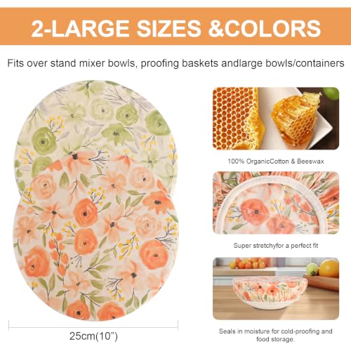 2Pcs 10inch Reusable Beeswax Elastic Bowl Covers for Bread Proofing - style: Rose
