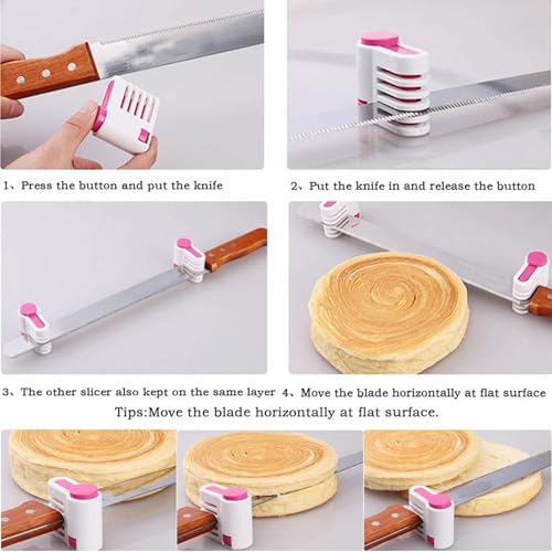 T TOVIA 2 Sets Cake Slicer Tool & Cake Leveler 5 Layers Adjustable - Green
