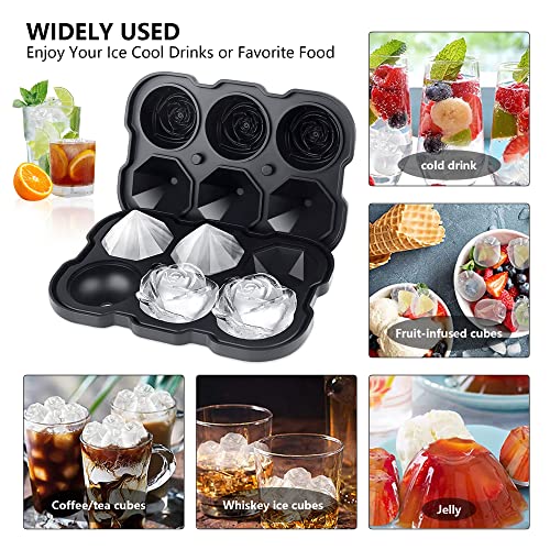 Silicone Ice Cube Tray with Lids, 2" Large Rose Ice Ball