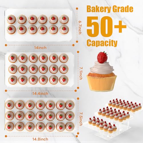 3 Tier Acrylic Cupcake Stand, Transparent Dessert Display - size: 11" x 11" x 2"