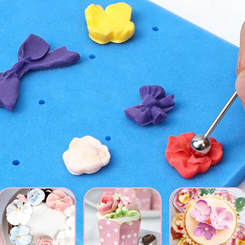 Fondant Foam Pad, 2 Pack 12 Hole Sugar Flower Sponge Pad Fondant Cake Shaping Mat Food Grade Sponge Drying Tool for Sugar Flowers, Leaves, Decoration and Kids Clay, Modeling Pad