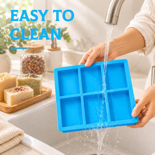 SJ Rectangle Soap Mold Set, 3-Pack 6-Cavity Silicone Soap Molds - color: Pink+Blue+Purple / Rectangle