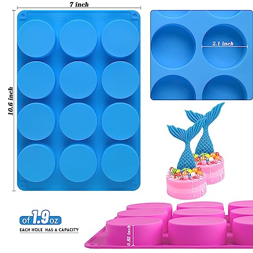 Sakolla 3 Pcs Round Chocolate Cookie Molds, 2.1 Inch Cylinder Silicone Mold - color: 3 Pcs/Rose Red&Blue