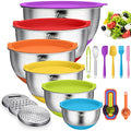 Wildone Mixing Bowls with Airtight Lids, Stainless Steel Mixing Bowls Set - color: Multicolor