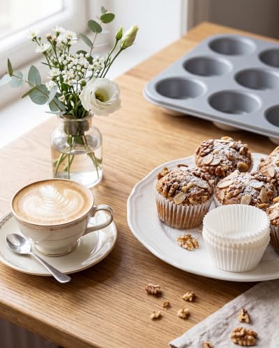Bake Choice Muffin Pan for Baking, Standard Cupcake Pan, Cream Gray