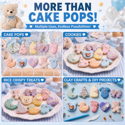 10 Pcs Baby Shower Cake Pop Molds Set with 100 Sticks - style: Baby Shower