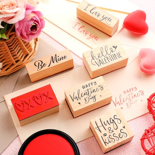 Watersay 6 Pcs Valentine Rubber Stamp Set - color: Love