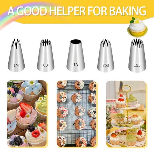 18 Inch Large Piping Bags and Tips Set,100PCS Large Piping Bags with 5 Tips - size: 18inch -100 Pack+5 Piping Tips