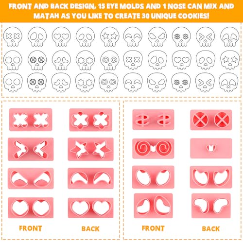 HUAKENER Halloween Cookie Cutters Set, Skull Cookie Cutter, Biscuit Molds - color: Skull