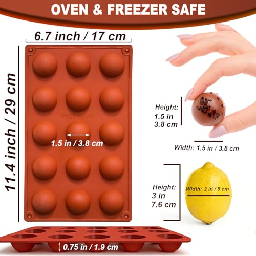 Lerykin Small 15-Cavity Semi Sphere Silicone Molds Non-Stick,2 Packs Half Sphere Silicone Baking Molds for Making Jelly, Chocolates and Cake - color: 15-Cavity Small (2 Pack)