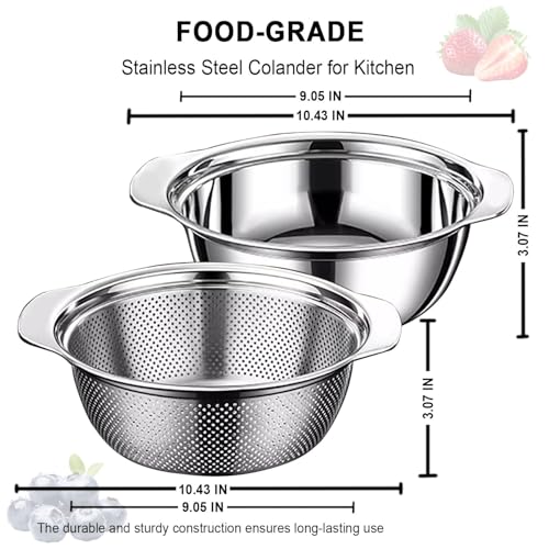 Colander for Kitchen, 1.5 QT Stainless Steel Strainer, Rice Strainer Bowl