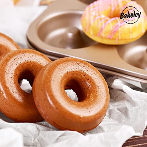 Donut Pan Cake Mold, 6-Cavity Non-Stick Ring Doughnut Bakeware for Oven Baking (Champagne Gold) - size: 6 Cavity Round