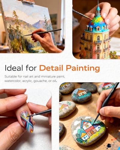 10 Pcs Fine Paint Brushes for Detail, Set with Case Holder