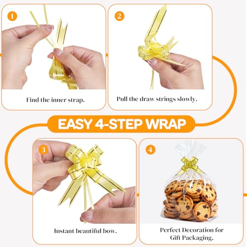 AGOBUHE Cellophane Treat Bags 6x10 Inch 50 Pack Clear Goodie Bags with Bottom Gusset & Pull Bows for Cookies Candy Party Favors - color: 6"x10" (50pcs)
