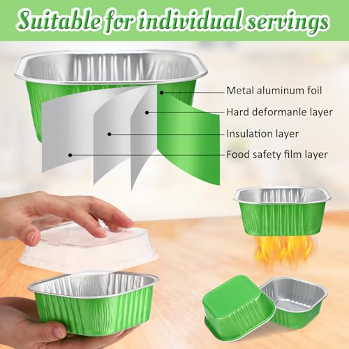 Aoriher 300 Pieces 10 oz Mini Cake Pans with Lids,Green - color: Green