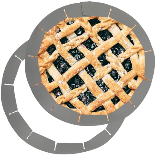 Adjustable Silicone Pie Crust Shields Baking Protectors Cover Ring Fits 8-11.4 Inch Pies Baking Pie Crust Shield Protector Cover for Edges (Grey-2pcs) - color: Grey-2pcs