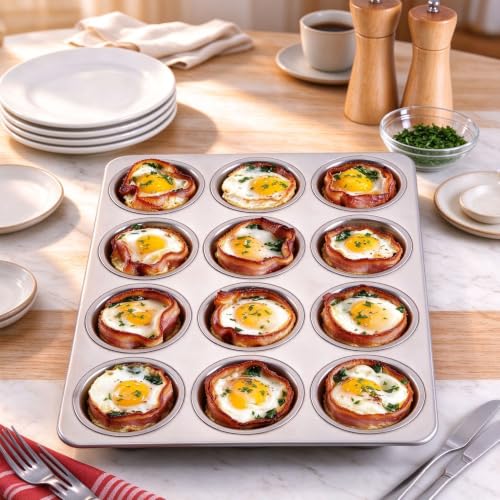 Homikit Stainless Steel Muffin Pans 12 Cups, 2 PCS Cupcake Pan Set Nonstick - size: 12 Cup