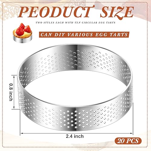 Mumufy 2.4" Perforated Tart Ring Stainless Steel Mousse Cake Ring - size: 2.4"