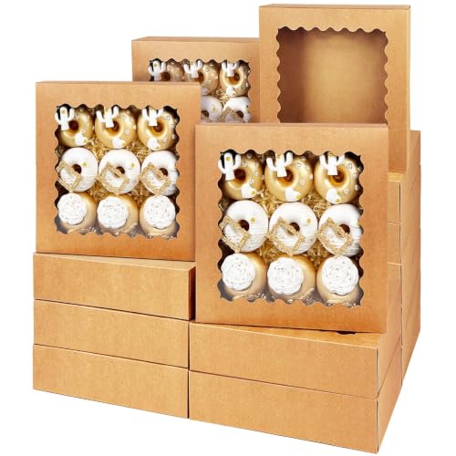 Bakepacker Auto-pop Up Pie Boxes 10x10x2.5 inches 36pcs Brown - color: Brown