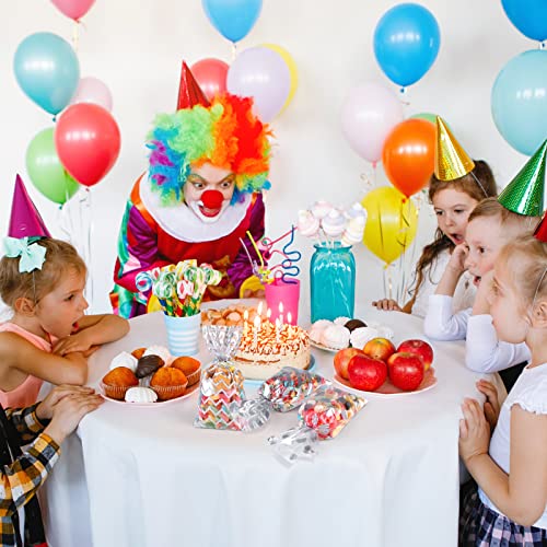 Aodaer 100 Pieces 10.6 x 5.1 In Silver Cellophane Bags Plastic Candy Gift Bags Cellophane Treat Bag with Twist Ties Stripes Polka Dot Printed Pattern Goodie Bag for Birthday Weddings Party Favors - color: Silver