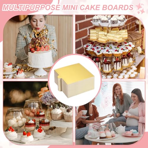 uxcell 150 Pcs Mini Cake Boards 3.5 Inch Mousse Base Square Gold - color: Gold, size: 3.5 Inch