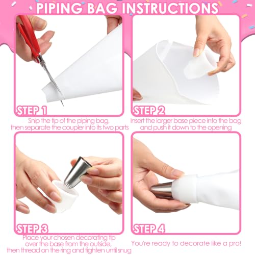 14Pcs Piping Bags and Tips Set Reusable 16" Cotton Piping Bag - color: White