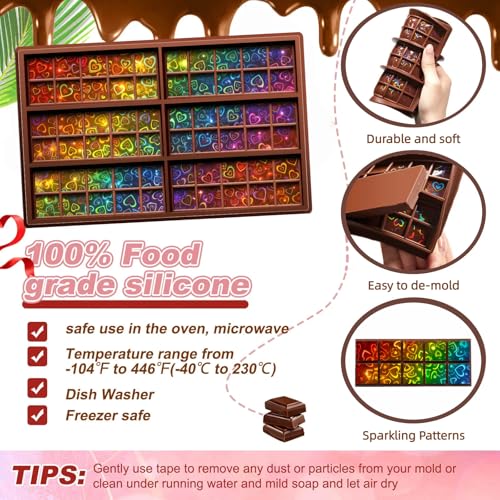Christmas Heart = Candy Molds Holographic Chocolate Mold Silicone - color: Heart, style: Square
