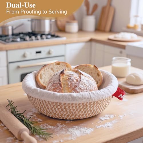 Sourdough Banneton Starter Kit,10" Round&11" Oval Bread Proofing Baskets - color: Cotton Oval & Round Basket Set