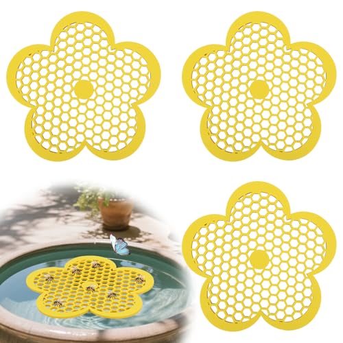 lasuroa 3pcs Floating Bee Island, 8.66in Flower-Shaped Bee Watering Station Safe Pollinator Butterfly Waterer for Feeding Bath Garden Outdoor Use
